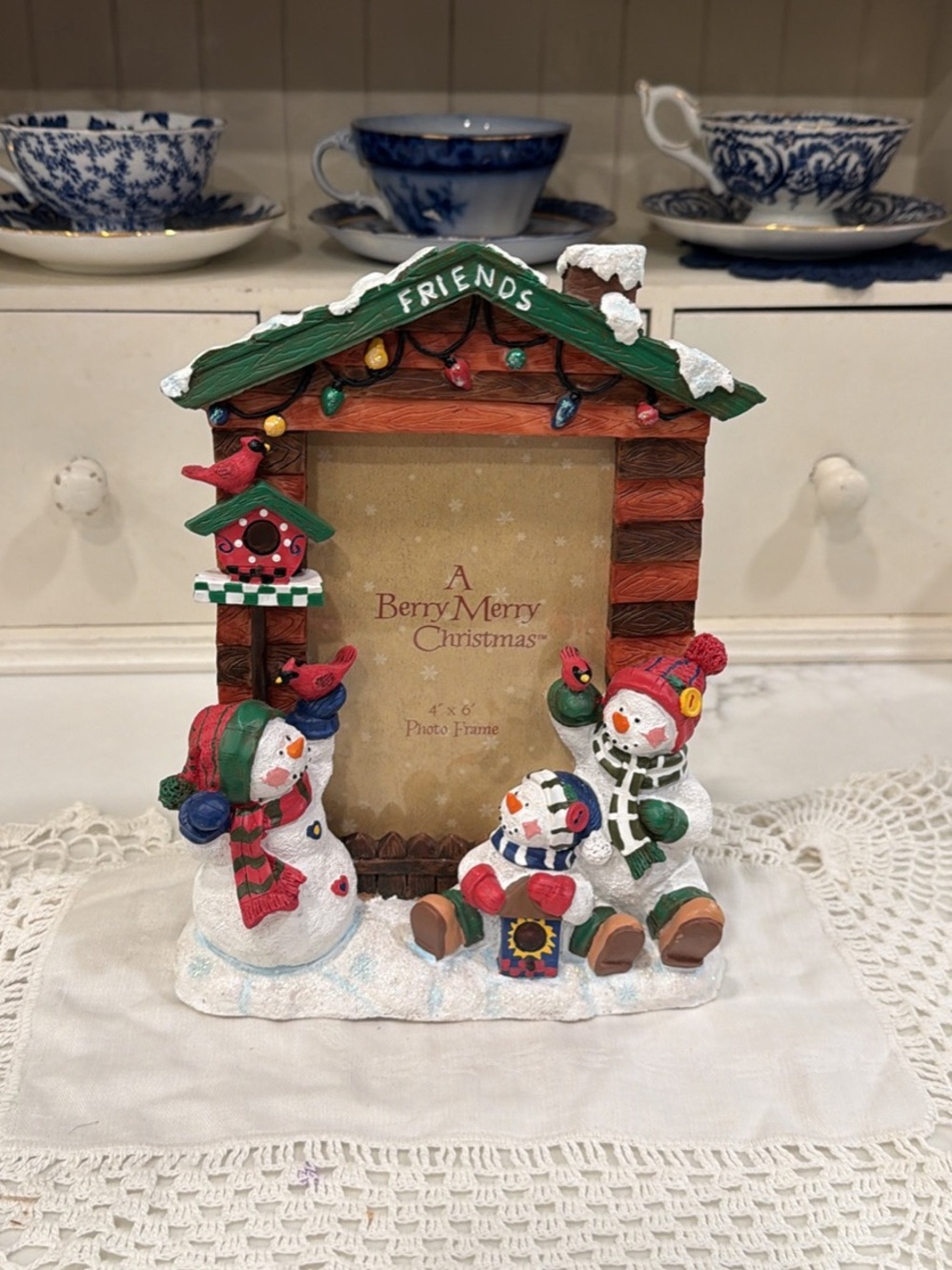 American Greetings Snowman Friends Holiday Photo Frame - Green and Red
